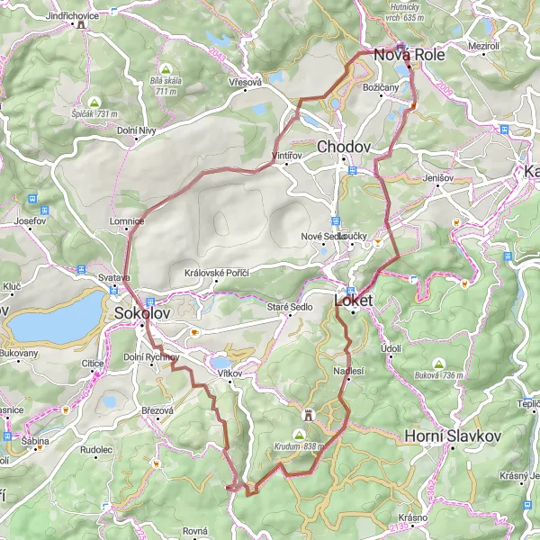 Miniaturní mapa "Gravelový okruh přes Lobzy a Hard" inspirace pro cyklisty v oblasti Severozápad, Czech Republic. Vytvořeno pomocí plánovače tras Tarmacs.app