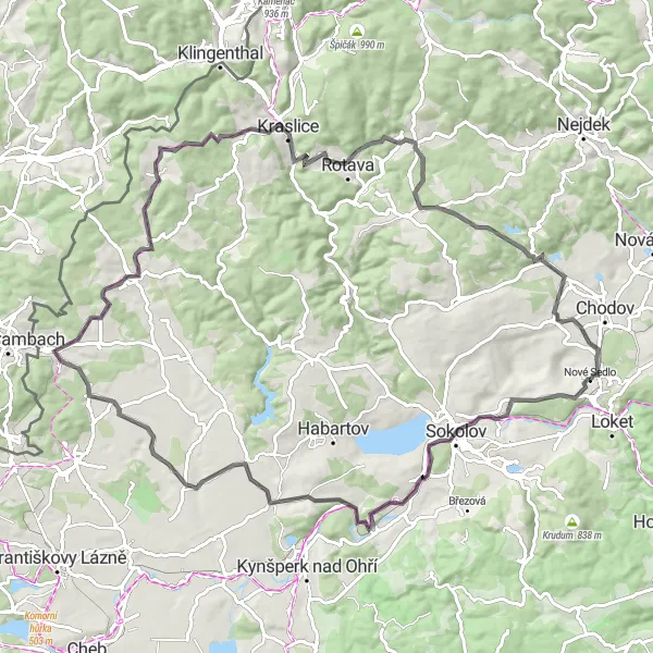 Map miniature of "Hlavno Loop" cycling inspiration in Severozápad, Czech Republic. Generated by Tarmacs.app cycling route planner