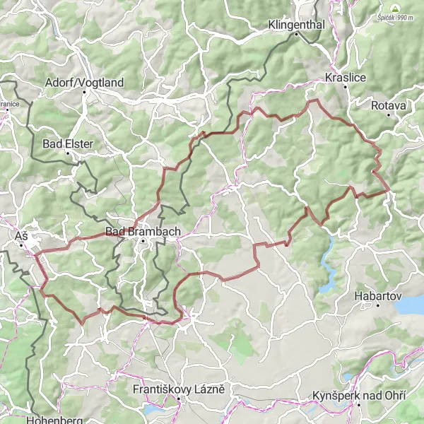 Karten-Miniaturansicht der Radinspiration "Gravel-Route zu Nový Kostel und Wirtsberg" in Severozápad, Czech Republic. Erstellt vom Tarmacs.app-Routenplaner für Radtouren