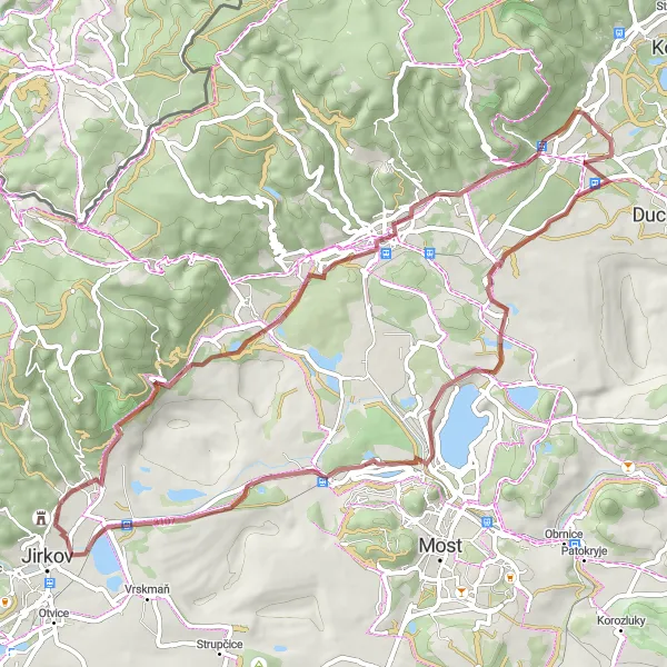 Map miniature of "Osek - Háj u Duchcova - Hněvín" cycling inspiration in Severozápad, Czech Republic. Generated by Tarmacs.app cycling route planner