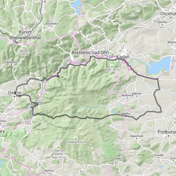 Map miniature of "The Bohemian Paradise Road Adventure" cycling inspiration in Severozápad, Czech Republic. Generated by Tarmacs.app cycling route planner