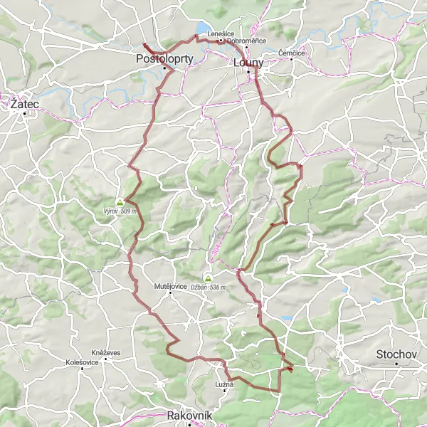 Miniaturní mapa "Kroužek kolem Rvenic" inspirace pro cyklisty v oblasti Severozápad, Czech Republic. Vytvořeno pomocí plánovače tras Tarmacs.app