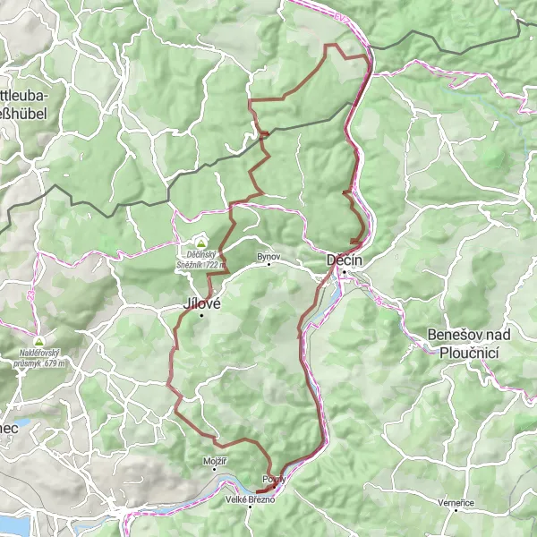 Map miniature of "Wild Gravel Adventure" cycling inspiration in Severozápad, Czech Republic. Generated by Tarmacs.app cycling route planner