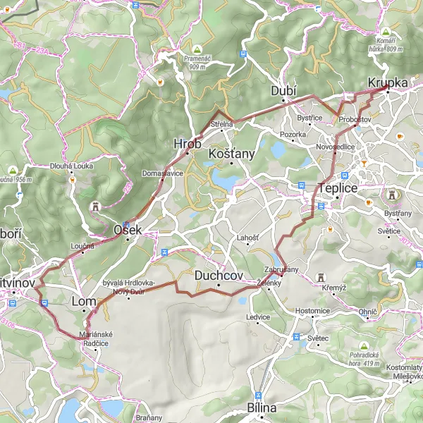 Karten-Miniaturansicht der Radinspiration "Spannende Schotterroute mit beeindruckenden Ausblicken" in Severozápad, Czech Republic. Erstellt vom Tarmacs.app-Routenplaner für Radtouren