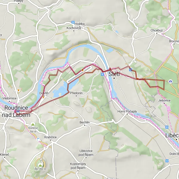 Mapa miniatúra "Gravelová cesta na Špičák a Kozlovice" cyklistická inšpirácia v Severozápad, Czech Republic. Vygenerované cyklistickým plánovačom trás Tarmacs.app