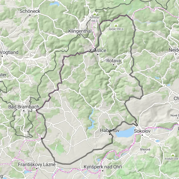 Miniaturní mapa "Cyklotrasa Skalná - Černý kopec - Svatava" inspirace pro cyklisty v oblasti Severozápad, Czech Republic. Vytvořeno pomocí plánovače tras Tarmacs.app