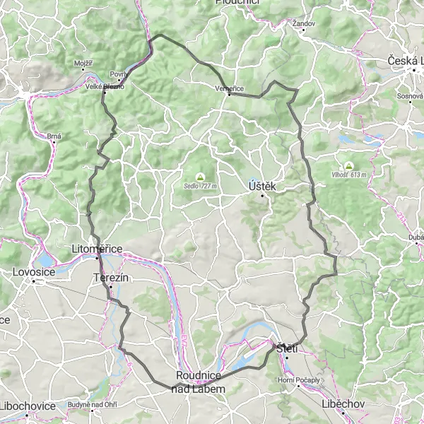 Mapa miniatúra "Cyklotúra Kamenná Hláska - Křešov " cyklistická inšpirácia v Severozápad, Czech Republic. Vygenerované cyklistickým plánovačom trás Tarmacs.app