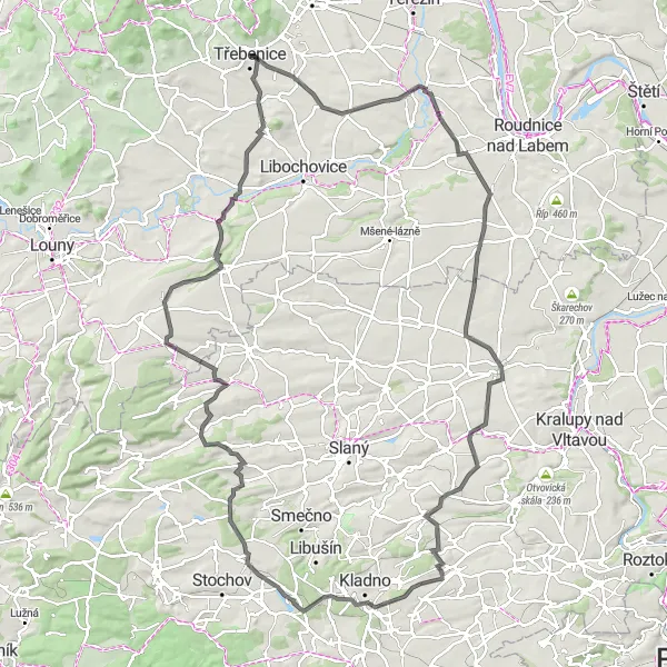 Map miniature of "Legends of the Land" cycling inspiration in Severozápad, Czech Republic. Generated by Tarmacs.app cycling route planner