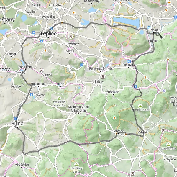 Miniaturní mapa "Road bike - Trmice to Zámek Trmice loop" inspirace pro cyklisty v oblasti Severozápad, Czech Republic. Vytvořeno pomocí plánovače tras Tarmacs.app