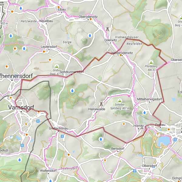 Karten-Miniaturansicht der Radinspiration "Gravel-Tour durch die Natur rund um Varnsdorf" in Severozápad, Czech Republic. Erstellt vom Tarmacs.app-Routenplaner für Radtouren