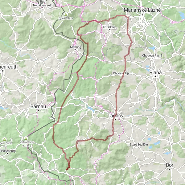 Map miniature of "Thrilling Gravel Adventure through Trstěnice and Knížecí strom" cycling inspiration in Severozápad, Czech Republic. Generated by Tarmacs.app cycling route planner