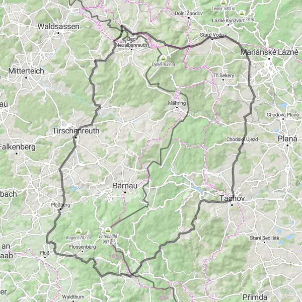 Miniaturní mapa "Road cesta plná historických památek" inspirace pro cyklisty v oblasti Severozápad, Czech Republic. Vytvořeno pomocí plánovače tras Tarmacs.app