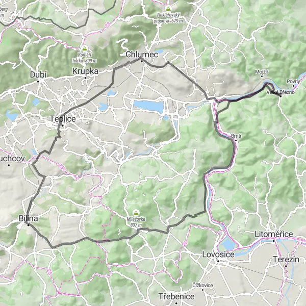 Map miniature of "The Lysák Challenge" cycling inspiration in Severozápad, Czech Republic. Generated by Tarmacs.app cycling route planner