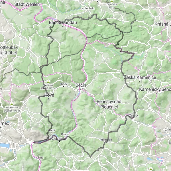 Miniaturní mapa "Velké Březno - Road cycling adventure" inspirace pro cyklisty v oblasti Severozápad, Czech Republic. Vytvořeno pomocí plánovače tras Tarmacs.app