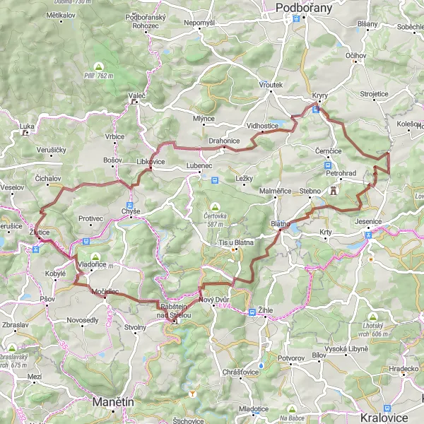 Map miniature of "Libkovice and Schillerova Observation Tower Gravel Route" cycling inspiration in Severozápad, Czech Republic. Generated by Tarmacs.app cycling route planner