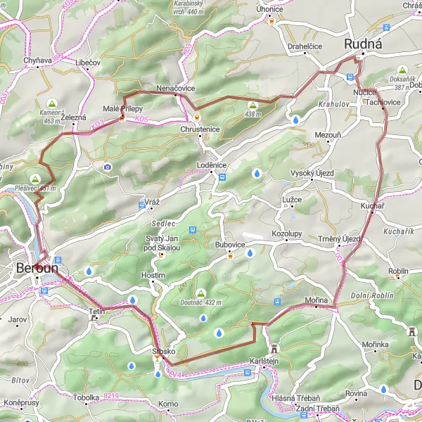 Miniatura mapy "Trasa wzdłuż rzeki Berounki" - trasy rowerowej w Střední Čechy, Czech Republic. Wygenerowane przez planer tras rowerowych Tarmacs.app