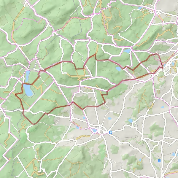 Map miniature of "Brdce Gravel Adventure" cycling inspiration in Střední Čechy, Czech Republic. Generated by Tarmacs.app cycling route planner