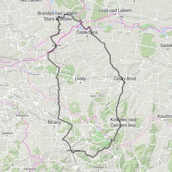Miniatura mapy "Trasa przez Svémyslice i Mnichovice" - trasy rowerowej w Střední Čechy, Czech Republic. Wygenerowane przez planer tras rowerowych Tarmacs.app