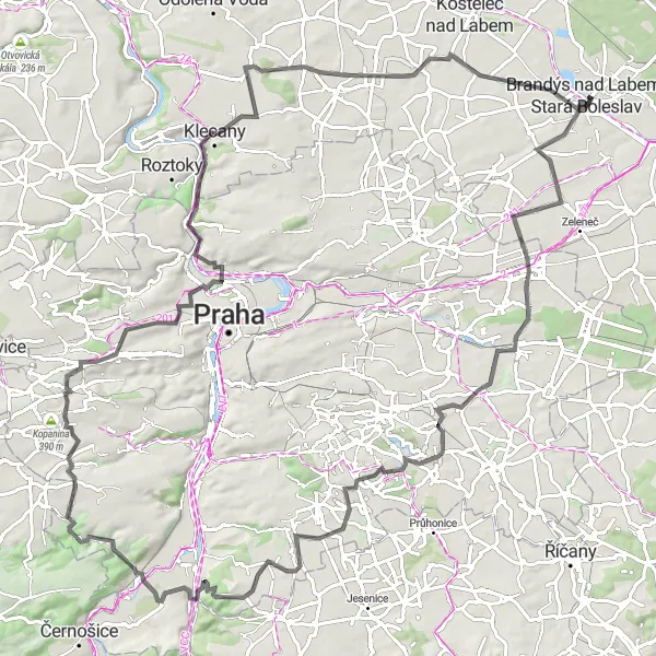 Map miniature of "Svémyslice Loop" cycling inspiration in Střední Čechy, Czech Republic. Generated by Tarmacs.app cycling route planner