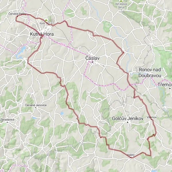Map miniature of "Grunta Loop" cycling inspiration in Střední Čechy, Czech Republic. Generated by Tarmacs.app cycling route planner