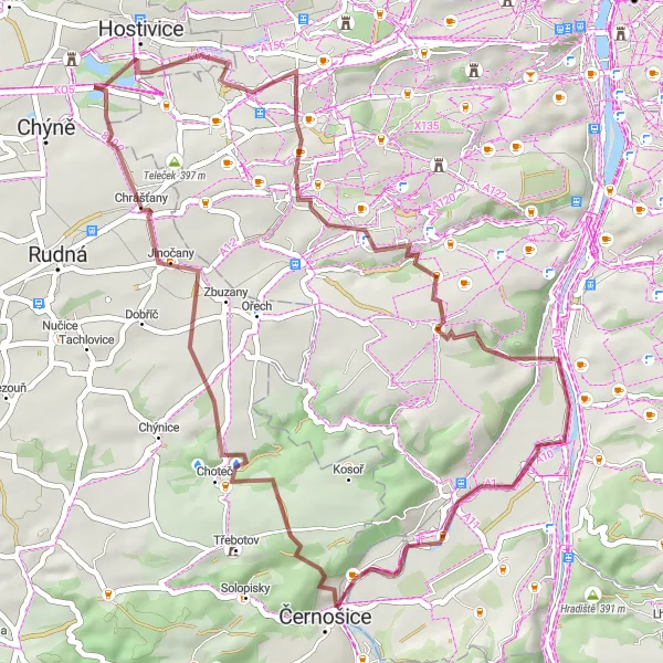 Miniatura mapy "Szlak przełomowy przez Řepy" - trasy rowerowej w Střední Čechy, Czech Republic. Wygenerowane przez planer tras rowerowych Tarmacs.app