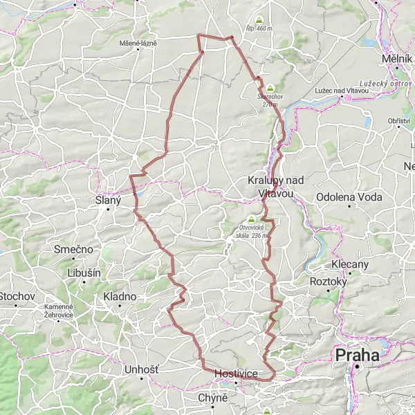 Miniatura mapy "Wyprawa po Hostouň" - trasy rowerowej w Střední Čechy, Czech Republic. Wygenerowane przez planer tras rowerowych Tarmacs.app