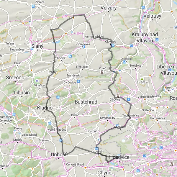 Miniatura mapy "Trasa rowerowa wokół Hostivic" - trasy rowerowej w Střední Čechy, Czech Republic. Wygenerowane przez planer tras rowerowych Tarmacs.app