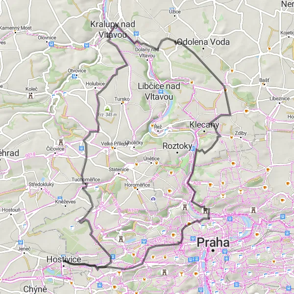Miniatura mapy "Wylew czeskich emocji na drodze" - trasy rowerowej w Střední Čechy, Czech Republic. Wygenerowane przez planer tras rowerowych Tarmacs.app