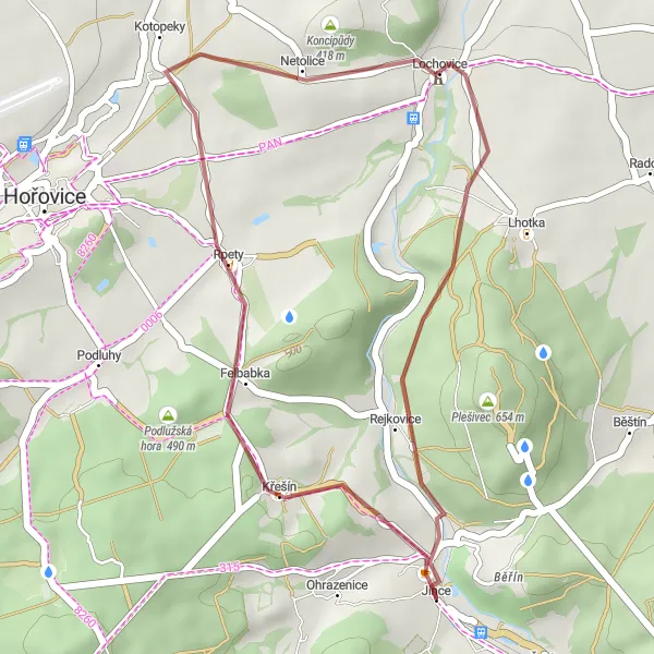 Miniaturní mapa "Blátivý okruh přes Křešín a Jince" inspirace pro cyklisty v oblasti Střední Čechy, Czech Republic. Vytvořeno pomocí plánovače tras Tarmacs.app