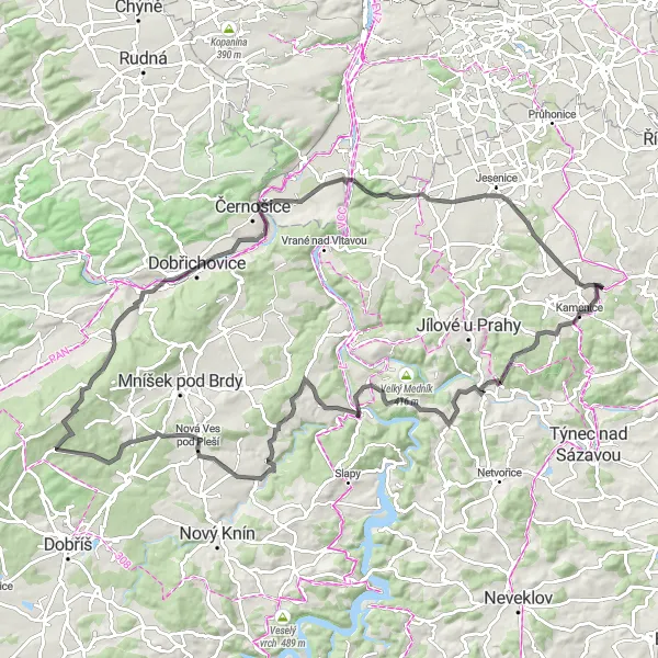 Karten-Miniaturansicht der Radinspiration "Malersiche Fahrradtour mit 97 km Länge" in Střední Čechy, Czech Republic. Erstellt vom Tarmacs.app-Routenplaner für Radtouren