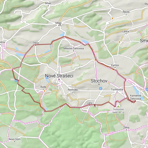 Map miniature of "Exploring Kamenné Žehrovice and Beyond" cycling inspiration in Střední Čechy, Czech Republic. Generated by Tarmacs.app cycling route planner