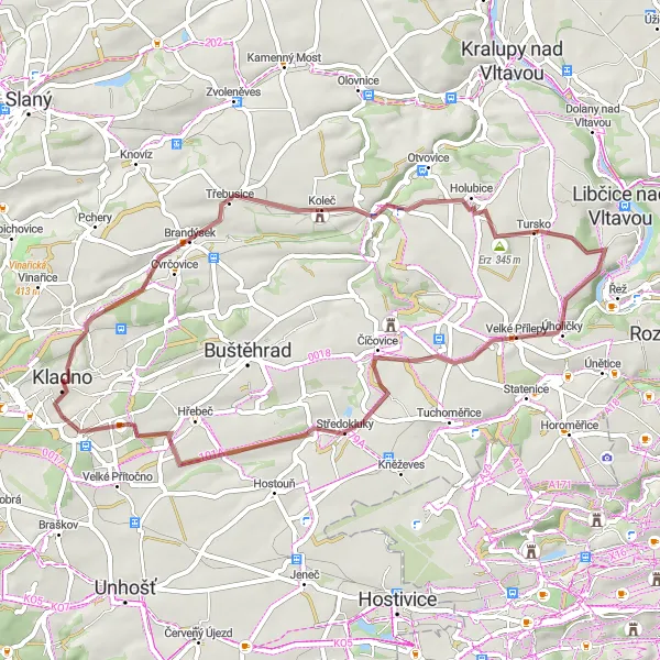 Map miniature of "The Zákolany Gravel Challenge" cycling inspiration in Střední Čechy, Czech Republic. Generated by Tarmacs.app cycling route planner