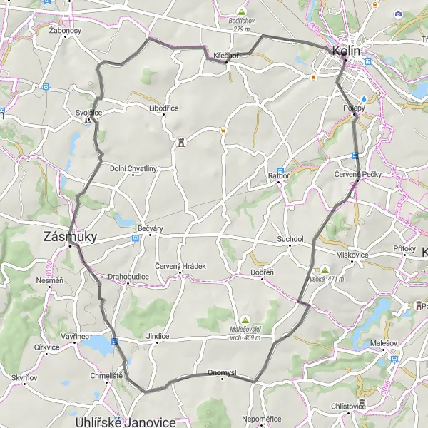 Mapa miniatúra "Zelené Střední Čechy na Kole" cyklistická inšpirácia v Střední Čechy, Czech Republic. Vygenerované cyklistickým plánovačom trás Tarmacs.app