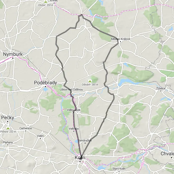 Map miniature of "Countryside Road Cycling Route" cycling inspiration in Střední Čechy, Czech Republic. Generated by Tarmacs.app cycling route planner