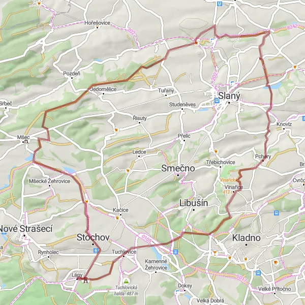 Miniatura mapy "Trasa Gravel Honice - Srby" - trasy rowerowej w Střední Čechy, Czech Republic. Wygenerowane przez planer tras rowerowych Tarmacs.app