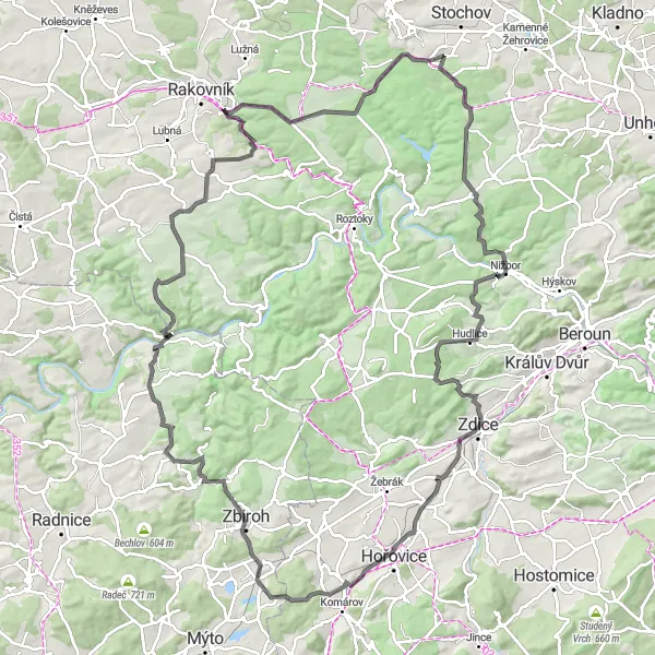 Miniatura mapy "Trasa Road Janův vrch - Kobylí hlava" - trasy rowerowej w Střední Čechy, Czech Republic. Wygenerowane przez planer tras rowerowych Tarmacs.app