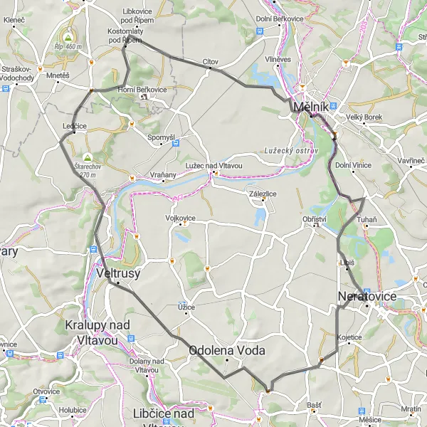 Miniatura mapy "Trasa szosowa wokół Libiš" - trasy rowerowej w Střední Čechy, Czech Republic. Wygenerowane przez planer tras rowerowych Tarmacs.app