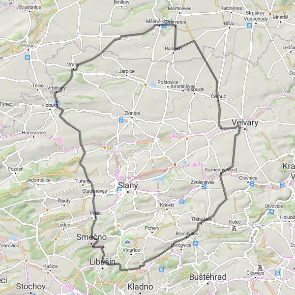Map miniature of "A Classic Road Adventure" cycling inspiration in Střední Čechy, Czech Republic. Generated by Tarmacs.app cycling route planner
