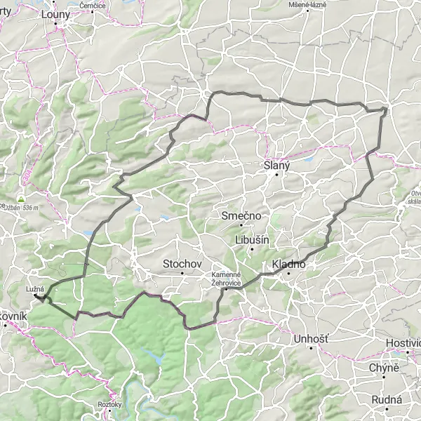 Miniaturní mapa "Road Cycling Route Třtice - Habrová stráň" inspirace pro cyklisty v oblasti Střední Čechy, Czech Republic. Vytvořeno pomocí plánovače tras Tarmacs.app
