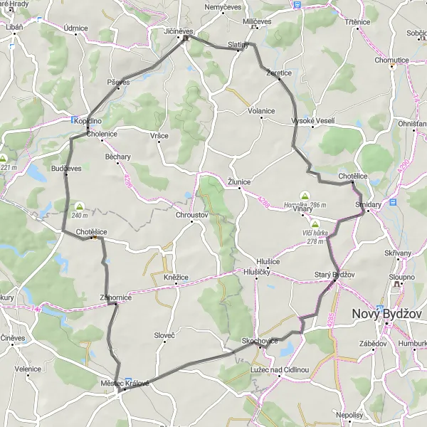 Miniatura mapy "Trasa przez Chotělice" - trasy rowerowej w Střední Čechy, Czech Republic. Wygenerowane przez planer tras rowerowych Tarmacs.app