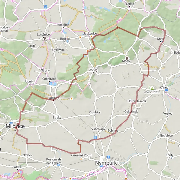 Miniatura mapy "Wyprawa na Romankę" - trasy rowerowej w Střední Čechy, Czech Republic. Wygenerowane przez planer tras rowerowych Tarmacs.app