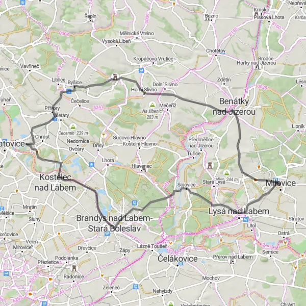 Miniatura mapy "Przejażdżka szlakiem Kozly" - trasy rowerowej w Střední Čechy, Czech Republic. Wygenerowane przez planer tras rowerowych Tarmacs.app