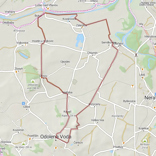 Map miniature of "Exploring Nature's Gems" cycling inspiration in Střední Čechy, Czech Republic. Generated by Tarmacs.app cycling route planner