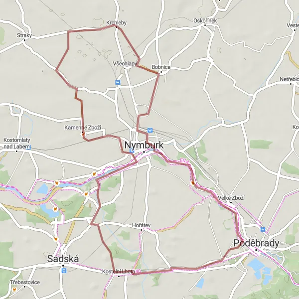 Miniaturní mapa "Zelené údolí" inspirace pro cyklisty v oblasti Střední Čechy, Czech Republic. Vytvořeno pomocí plánovače tras Tarmacs.app