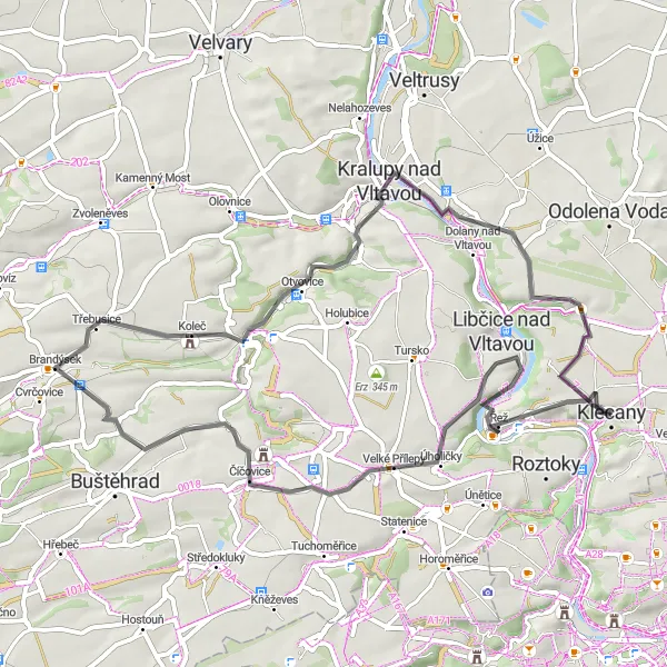 Map miniature of "On the Trails of Historical Skalá Tour" cycling inspiration in Střední Čechy, Czech Republic. Generated by Tarmacs.app cycling route planner