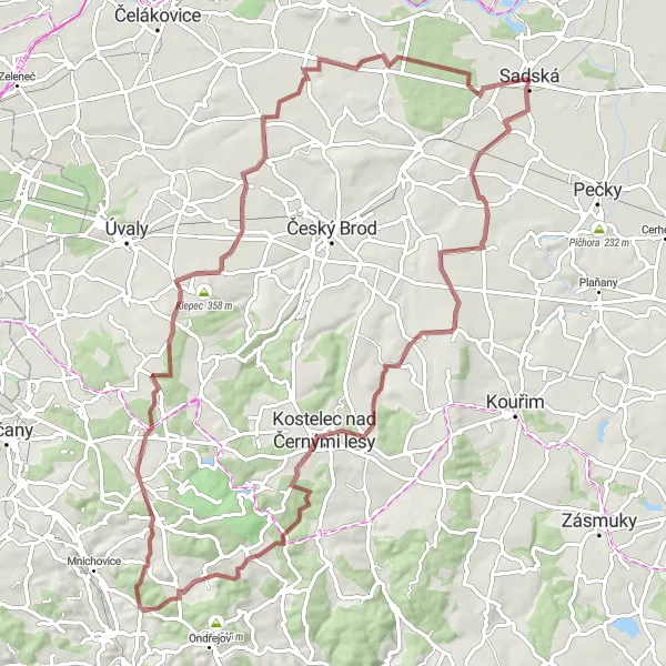 Miniatura mapy "Trasa Gravelowy Srbín" - trasy rowerowej w Střední Čechy, Czech Republic. Wygenerowane przez planer tras rowerowych Tarmacs.app