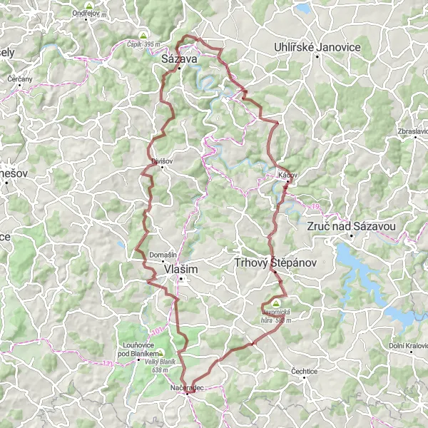 Miniatura mapy "Ekscytująca trasa przez lasy i góry" - trasy rowerowej w Střední Čechy, Czech Republic. Wygenerowane przez planer tras rowerowych Tarmacs.app