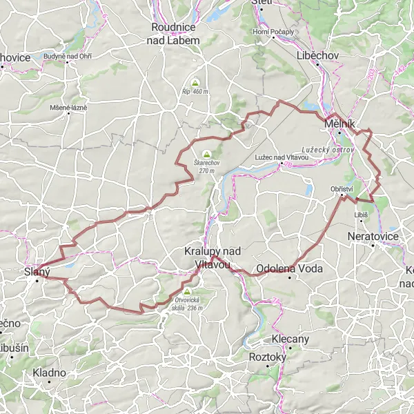 Karten-Miniaturansicht der Radinspiration "Erkundung der Landschaft von Střední Čechy" in Střední Čechy, Czech Republic. Erstellt vom Tarmacs.app-Routenplaner für Radtouren