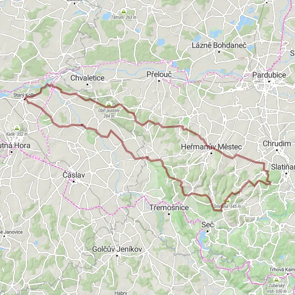 Miniatura mapy "Wyprawa z Starého Kolína" - trasy rowerowej w Střední Čechy, Czech Republic. Wygenerowane przez planer tras rowerowych Tarmacs.app