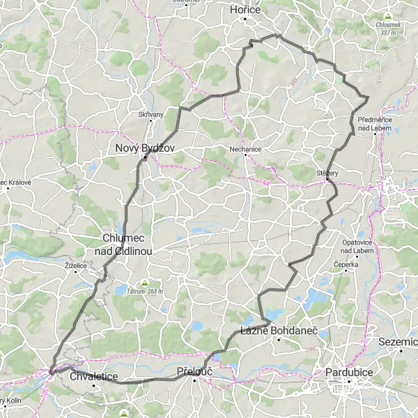 Miniatura mapy "Trasa dookoła Týnca nad Labem na szosie" - trasy rowerowej w Střední Čechy, Czech Republic. Wygenerowane przez planer tras rowerowych Tarmacs.app